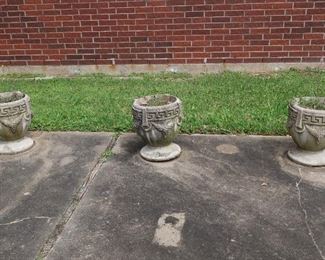 3 Concrete Flower Pots 