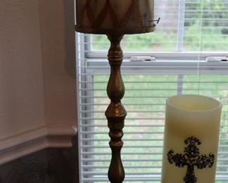 Brass Candlestick with Candle