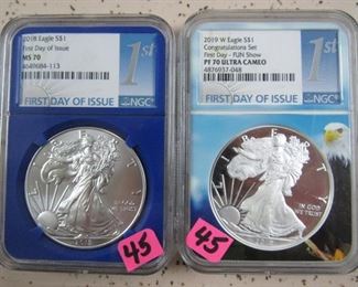 NGC First Day of Issue Silver Eagles