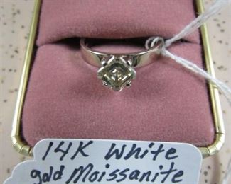 14K White Gold Moissanite Solitaire Ring