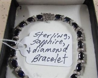 Sterling, Sapphire & Diamond Bracelet