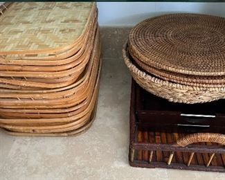 The 3 trays and wicker basket are sold.