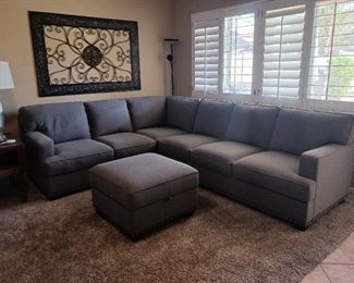 Thomasville sectional with storage ottoman.  Gray fabric.  Like new condition. $900