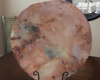 Sedona, AZ, Artist pottery large bowl, compote 20" wide.