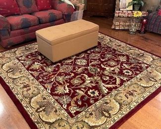 Area rugs, sofa, upholstered bench