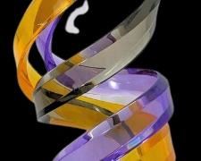 Vintage Shlomi Haziza Lucite Triple Spiral Sculpture - Colorful MCM Standing Artwork
