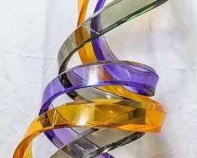 Vintage Shlomi Haziza Lucite Triple Spiral Sculpture - Colorful MCM Standing Artwork
