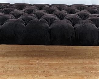 Large SWAIM Black Tufted Plush Ottoman with Wooden Legs
