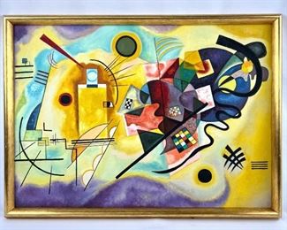 Framed Oil Painting After Wassily Kandinsky: "Yellow-Red-Blue", 29" x 21"
