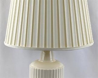 Danish MCM Cream Ceramic Lamp with Walnut Accent
