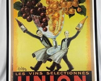 Framed French Vintage Union Wine Large Wall Art Poster
