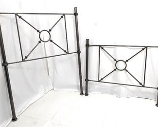 Wrought Iron Twin Bed Headboard, Footboard in Pewter Tone
