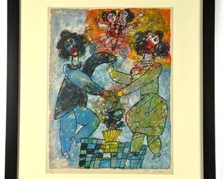 Théo Tobiasse: "Joyous Dance"/"Histoire de la Reine Esther" - Framed, Signed LE Lithograph on Pap...
