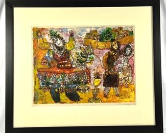 Théo Tobiasse: "Je Traverse Une Ville Sur un Cheval de Papier" - Framed, Signed LE Original Lithog...
