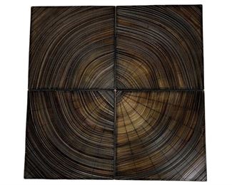 Set of Four Rich Brown Bent-Rattan Wall Decor Pieces - 30" x 30" Each