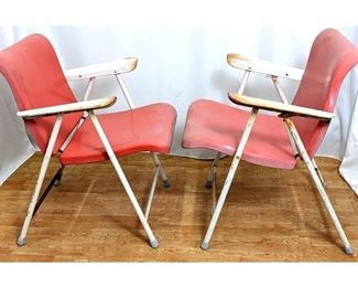 Pair 1950's Russel Wright Samsonite Steel Folding "King" Patio Chairs