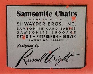 Pair 1950's Russel Wright Samsonite Steel Folding "King" Patio Chairs