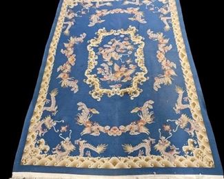 Vintage Chinese Art Deco Dragon and Phoenix Wool Hand Knotted Rug - 8 Ft x 12 Ft - Att. to Walter Nichols
