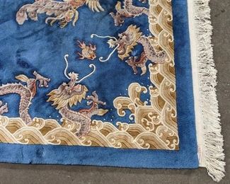 Vintage Chinese Art Deco Dragon and Phoenix Wool Hand Knotted Rug - 8 Ft x 12 Ft - Att. to Walter Nichols