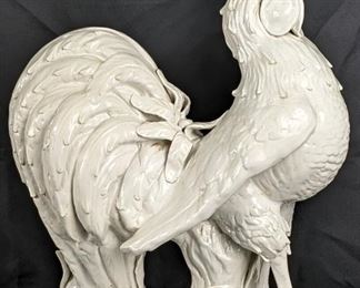 Large White Ceramic Rooster Made in Italy - 22 Inches High
