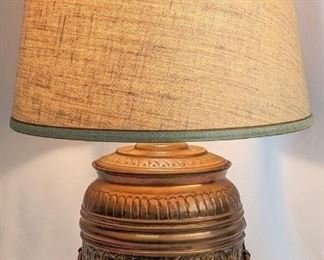 Rare Frederick Cooper Vintage Persian Relief Hammered Copper Lamp 