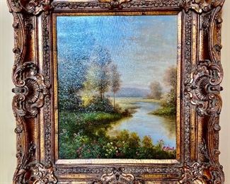 12. Landscape Oil Painting in Ornate Frame signed P. Paul (32" x 36")
