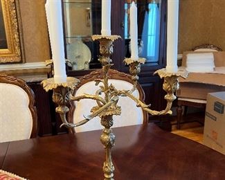 30. Pair of Brass Five Light Candelabras (17" x 21")