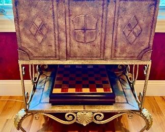 67. Crested File Cabinet on Ornate Metal Base (32" x 19" x 34")