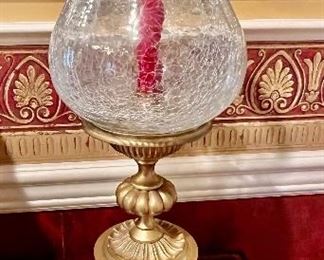 47. Hurricane Candle Holder w/ Brass Base (19")