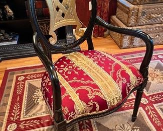 74. Wood Carved Accent Chair w/ Upholstered Seat (24" x 20" x 41")