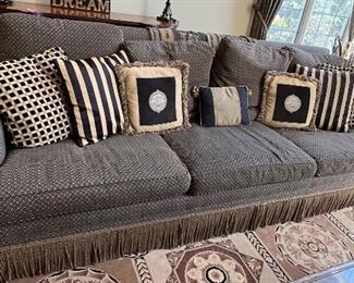 75. J Royale Furniture 3 Cushion Sofa w/ Bullion Fringe (108" x 44" x 39")