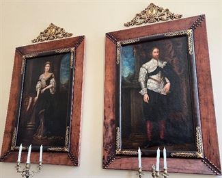 79. Pair of Leather Framed Portraits signed Paul Urdoz (45" x 60")