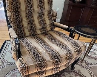 81. Pair of Councill Bergere Chairs (34" x 30" x 40") and Ottomans (32" x 24" x 19") (as is)