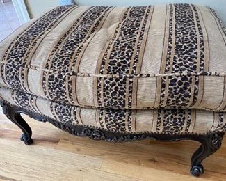 81. Pair of Councill Bergere Chairs (34" x 30" x 40") and Ottomans (32" x 24" x 19") (as is)