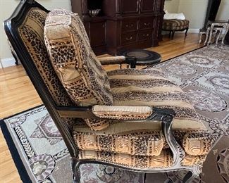 81. Pair of Councill Bergere Chairs (34" x 30" x 40") and Ottomans (32" x 24" x 19") (as is)