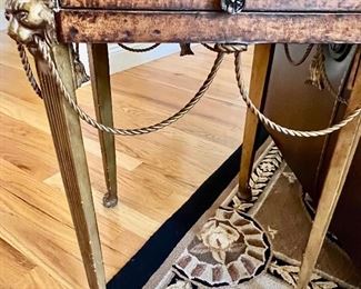 76. Accent Table on Metal Base & Lionhead Detail (14" x 14" x 20")