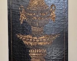 77. Pair of Maitland Smith Decorative Panels of Gold Urns on Black (24" x 66")