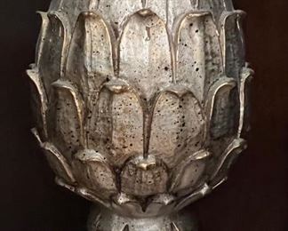 95. Pair of Decorative Artichokes w/ Silver Finish (14")
