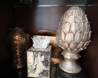 95. Pair of Decorative Artichokes w/ Silver Finish (14")