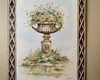 121. Pair of Artworks of Floral Urns by Y. Perron (18" x 25")