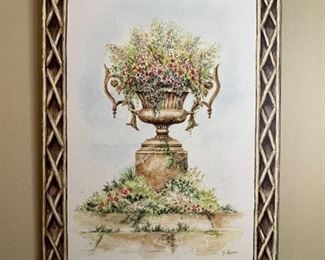 121. Pair of Artworks of Floral Urns by Y. Perron (18" x 25")