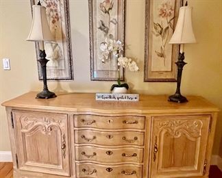 150. Century 4 Drawer 2 Door Washed Wood Console (75" x 21" x 35")