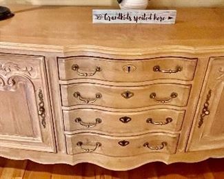 150. Century 4 Drawer 2 Door Washed Wood Console (75" x 21" x 35")
