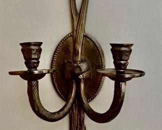 176. Pair of 2 Candle Brass Sconces (8" x 14")