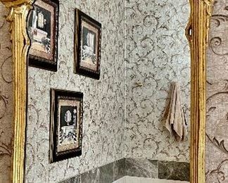 178. Pair of La Barge Mirrors in Carved Frames w/ Antiqued Gold Metal Leaf (24" x 44")