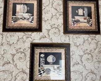 179. Trio of Bathtub Art (16" x 16")