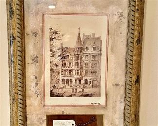 221. Framed L'Hotel Saint Etienne Facade & Key (18" x 24")