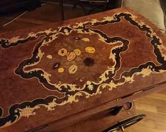 Vintage Wood Teacart with Inlay