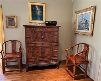 Korean Chest - Pr. Chinese Arm Chairs