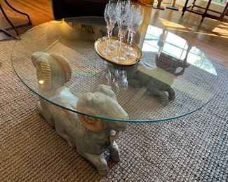 Whimsical Wood "Rams" Coffee Table